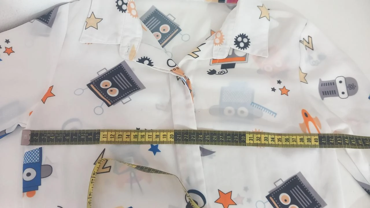 Camisa branca Haoduoyi-S com robôs | Chemise Robots Fun | Robot Print Shirt – photo 5
